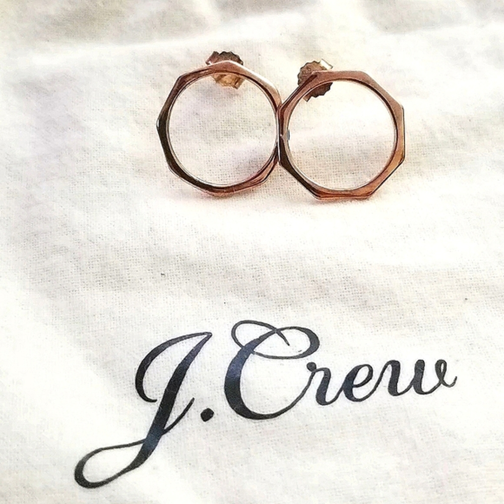 *SOLD* J. Crew Demi-Fine 14K Octagon Earrings - Picture 2 of 3